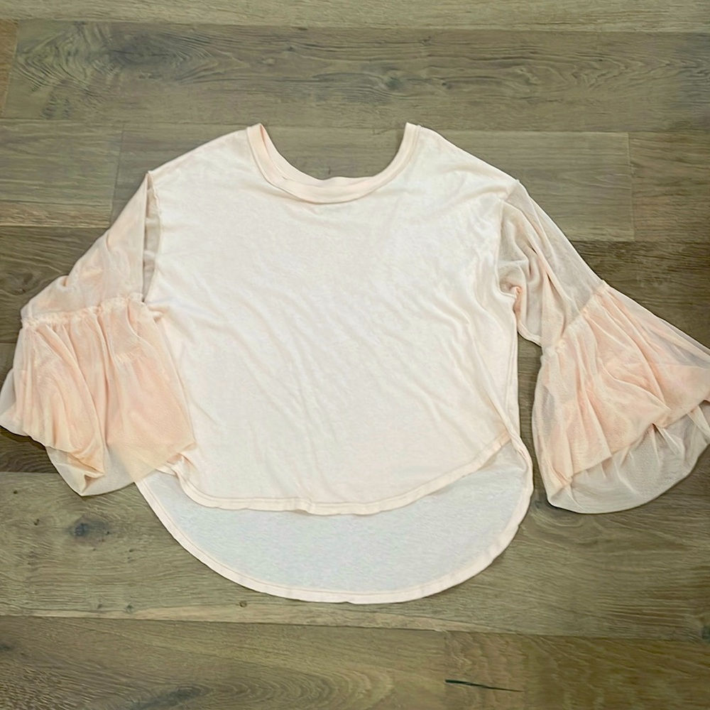 Free People xs ballerina pink tulle balloon sleeve top